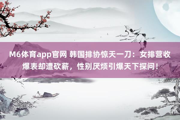M6体育app官网 韩国排协惊天一刀：女排营收爆表却遭砍薪，性别厌烦引爆天下探问！