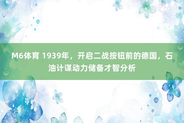 M6体育 1939年，开启二战按钮前的德国，石油计谋动力储备才智分析