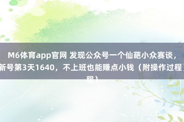 M6体育app官网 发现公众号一个仙葩小众赛谈，新号第3天1640，不上班也能赚点小钱（附操作过程）