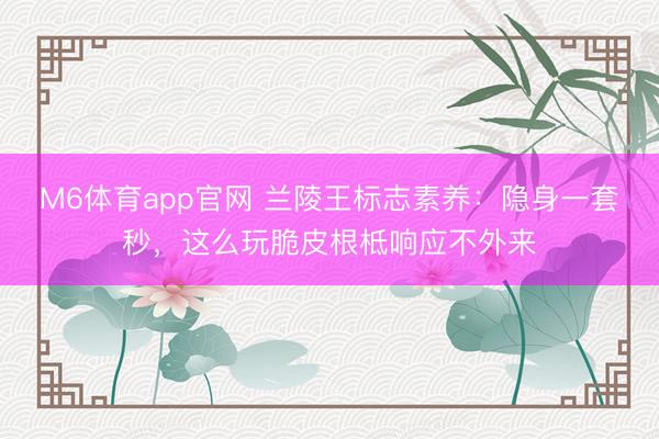 M6体育app官网 兰陵王标志素养：隐身一套秒，这么玩脆皮根柢响应不外来